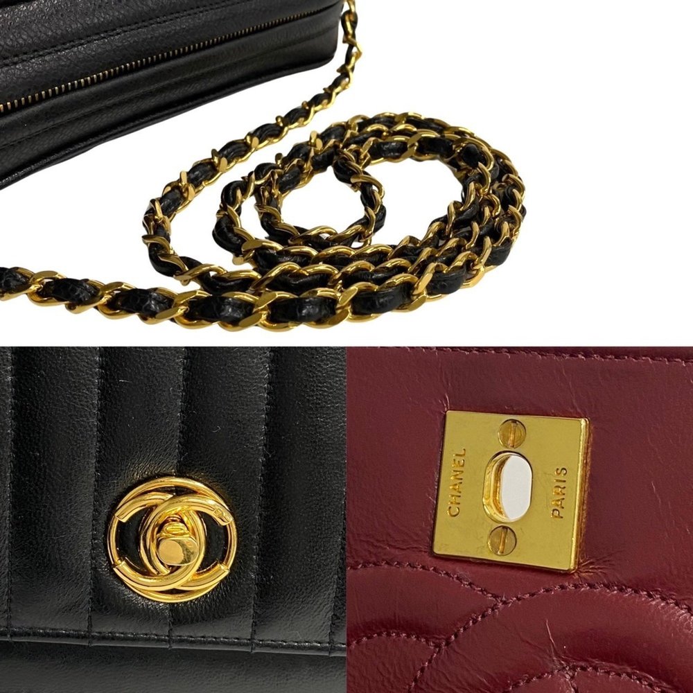 CHANEL Mademoiselle Coco Mark Lambskin Leather Chain Shoulder Bag Black 90074 - Picture 5 of 10